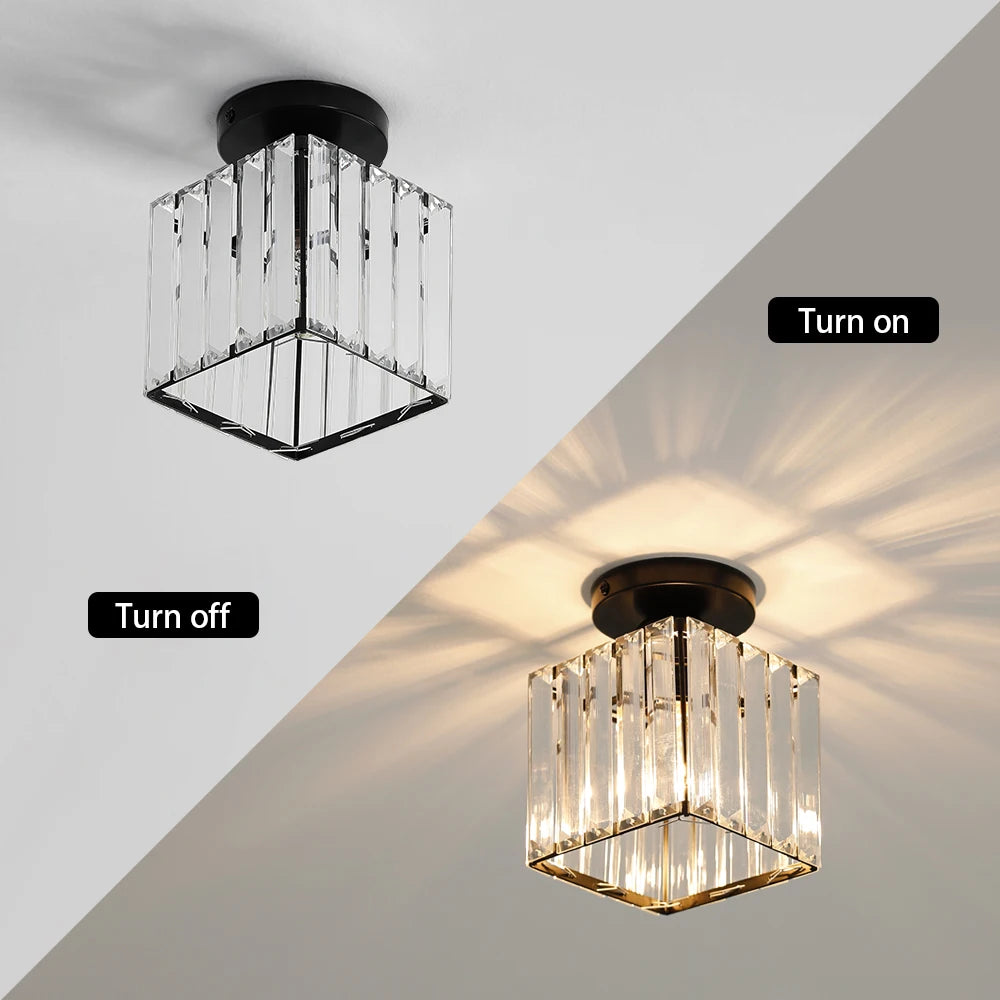 Crystal Ceiling Light,Close-to-Ceiling Lighting Fixture,For Hallway,Kitchen Island,Dining Room,E27 Base(Bulb Not Included)