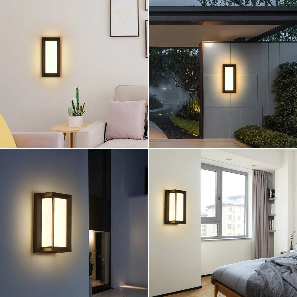 Modern Rectangle LED Wall Sconce,18W Neutral Light Black Metal Frame Frosted Shade Indoor Wall Lamp Bedroom Corridor Entryway Decor Wall Light