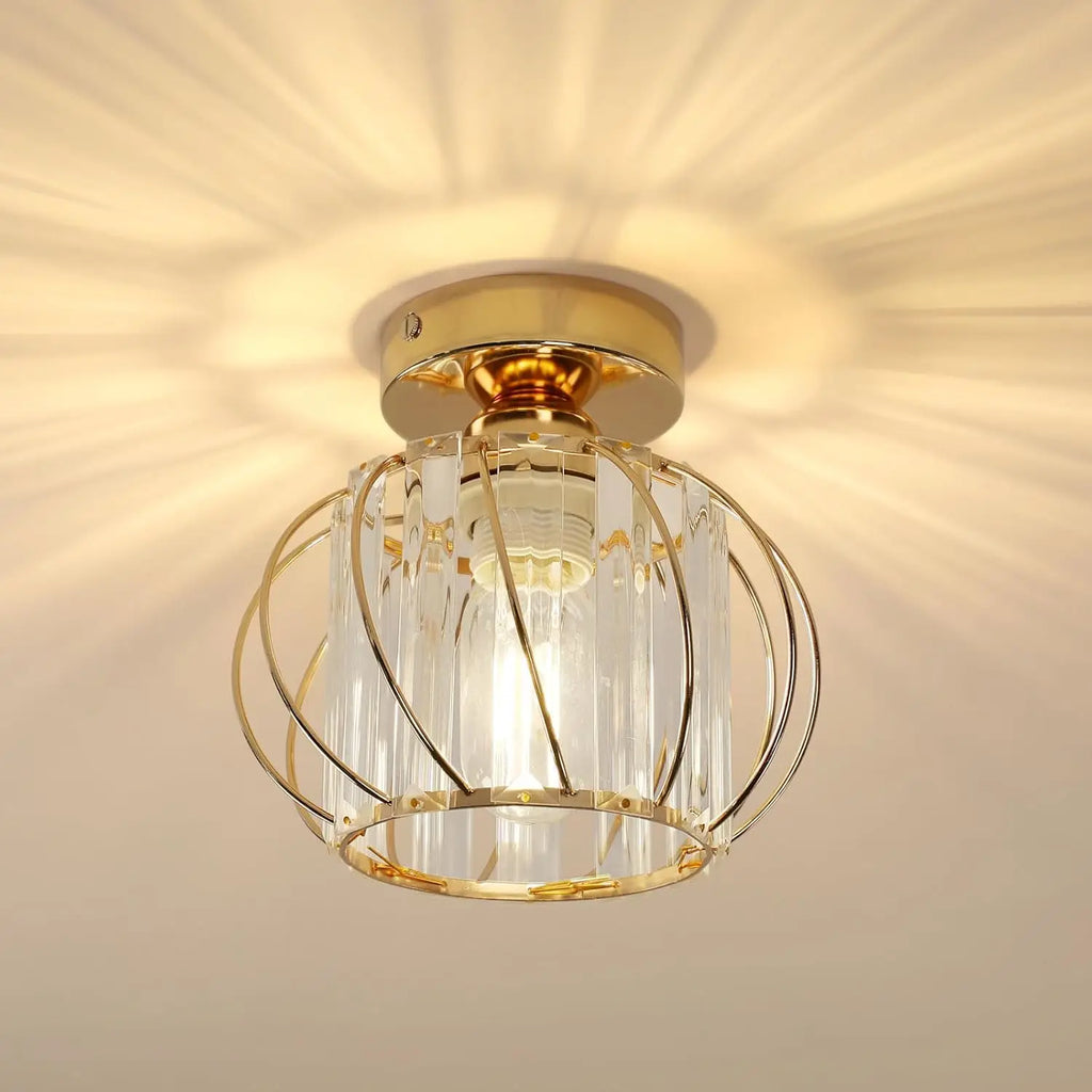 Semi Flush Mount Ceiling Light Fitting,E27 Head Crystals Ceiling Light Fixtures,For Entrance  Bedroom（Bulb not included）