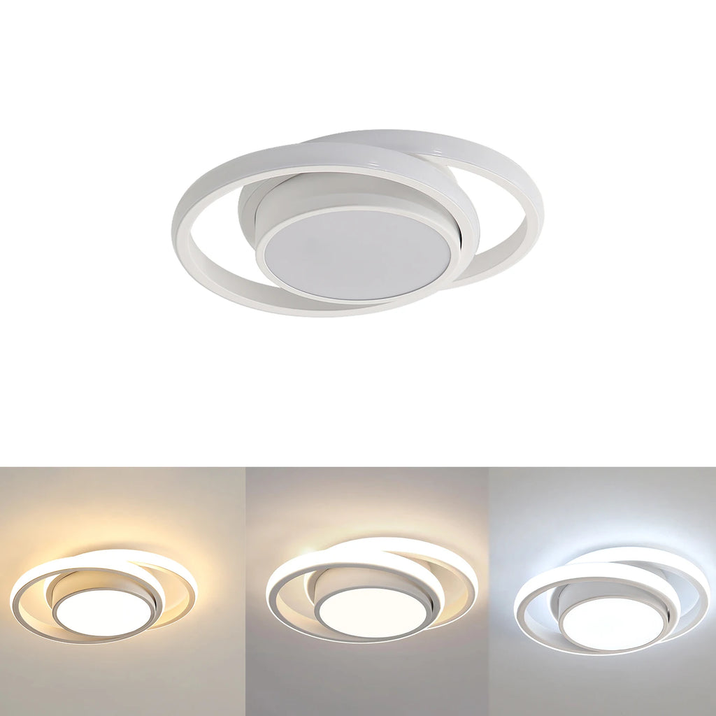 LED Ceiling Light, 36W 3240LM Modern Ceiling Light Dual-Round,Aluminum Close to Ceiling Light Fixture for Bedroom