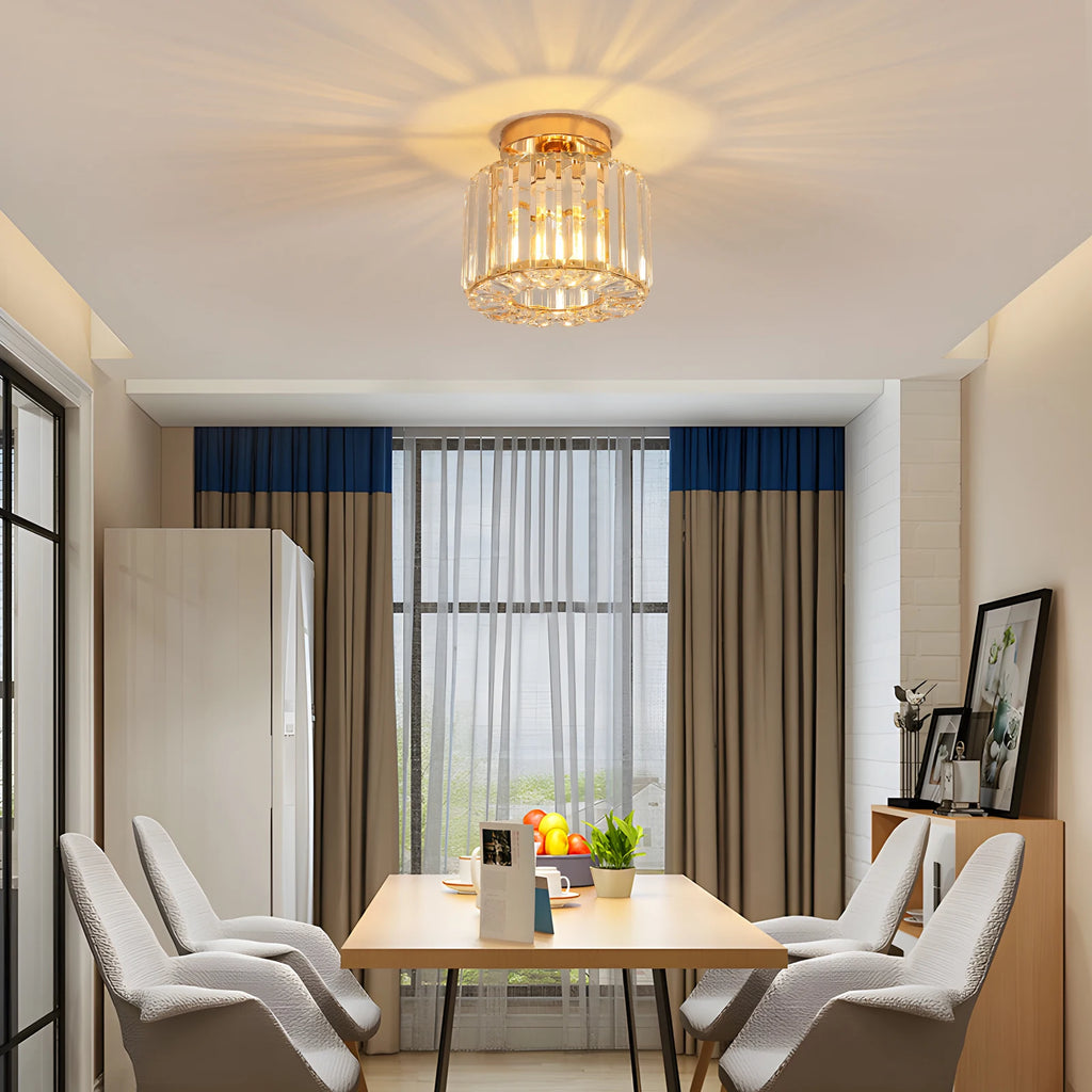Luxury Gold Crystal Ceiling Light Semi Flush Mount Ceiling Lamp No Bulb Included Modern Mini Crystal Chandelier for Hallway Bedroom Entryway Decor