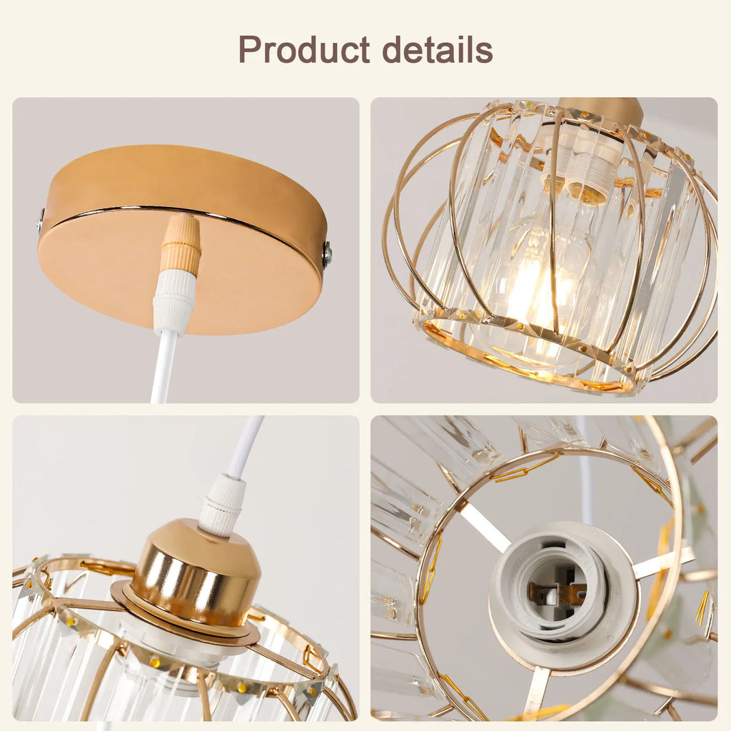 Crystal Pendent Light Fixture,Modern Mini Semi Flush Mount Chandeliers for Dinning Room,Hallway（Bulb not included)