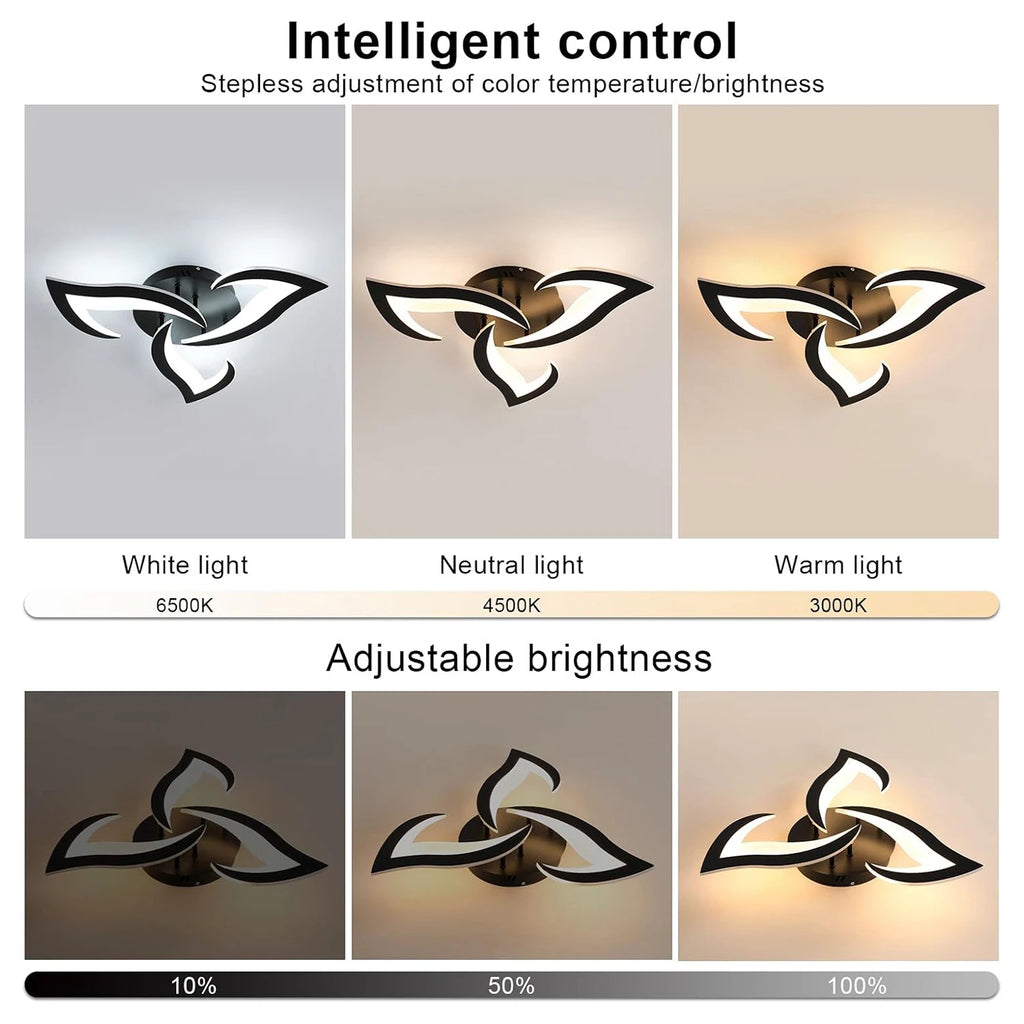 Modern Ceiling Light,35W Dimmable 3000K-6500K Ceiling Lamp Remote Control,3-Lights Flower LED Ceiling Light Fixture for Dining Room Bedroom Dinning Room
