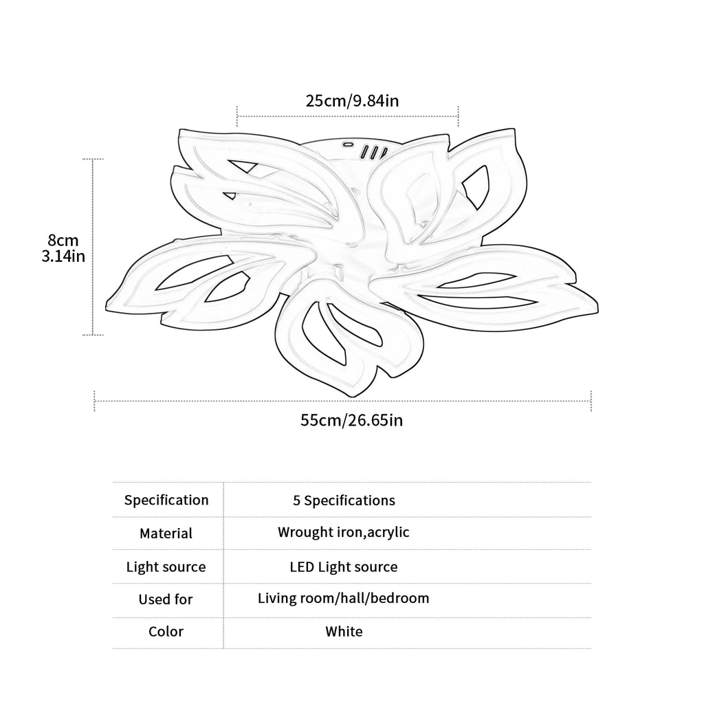 Modern Flower LED Ceiling Light, Non-dimmable Indoor Ceiling Lamp for Bedroom Living Room,Cold White Light 6500K