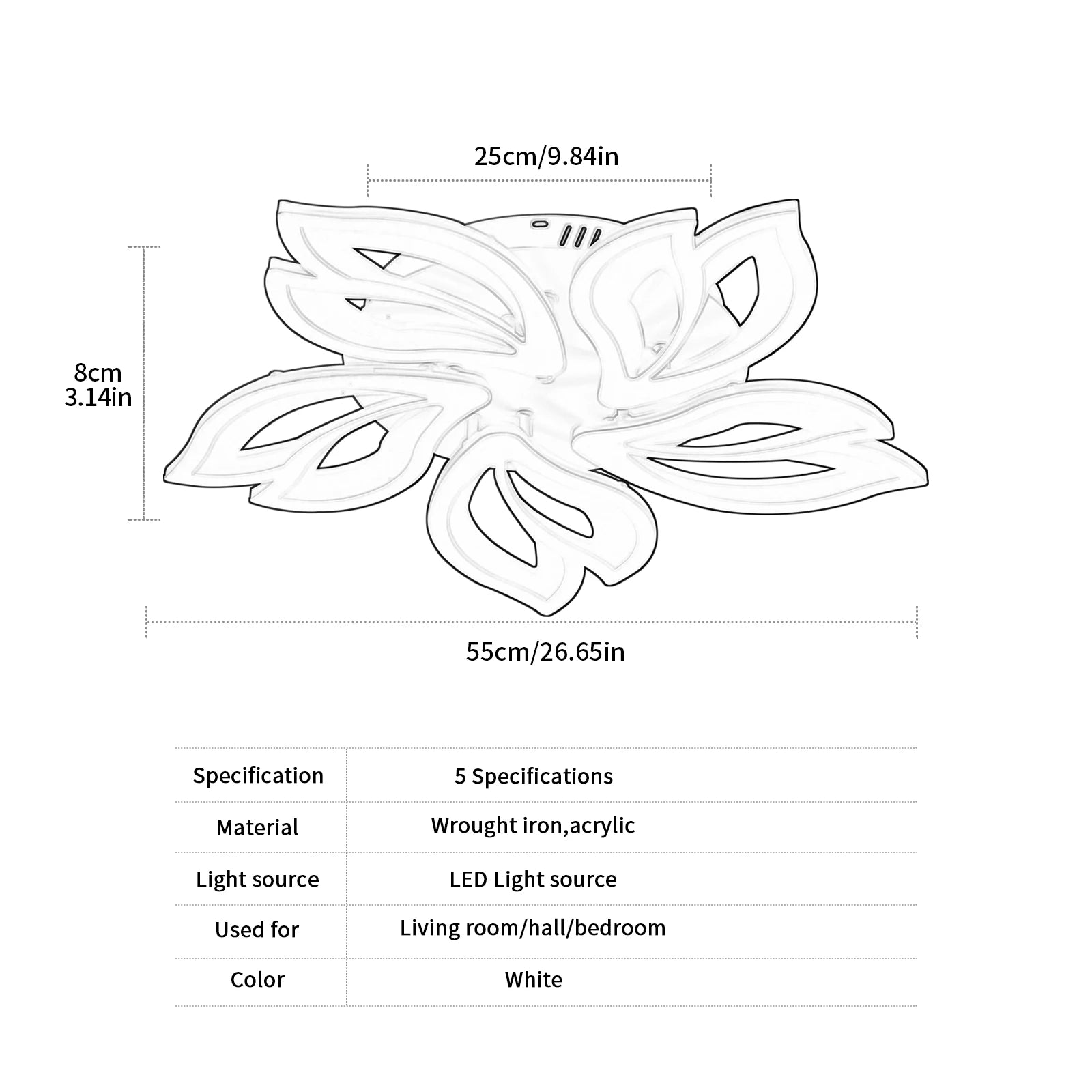 Modern Flower LED Ceiling Light, Non-dimmable Indoor Ceiling Lamp for Bedroom Living Room,Cold White Light 6500K