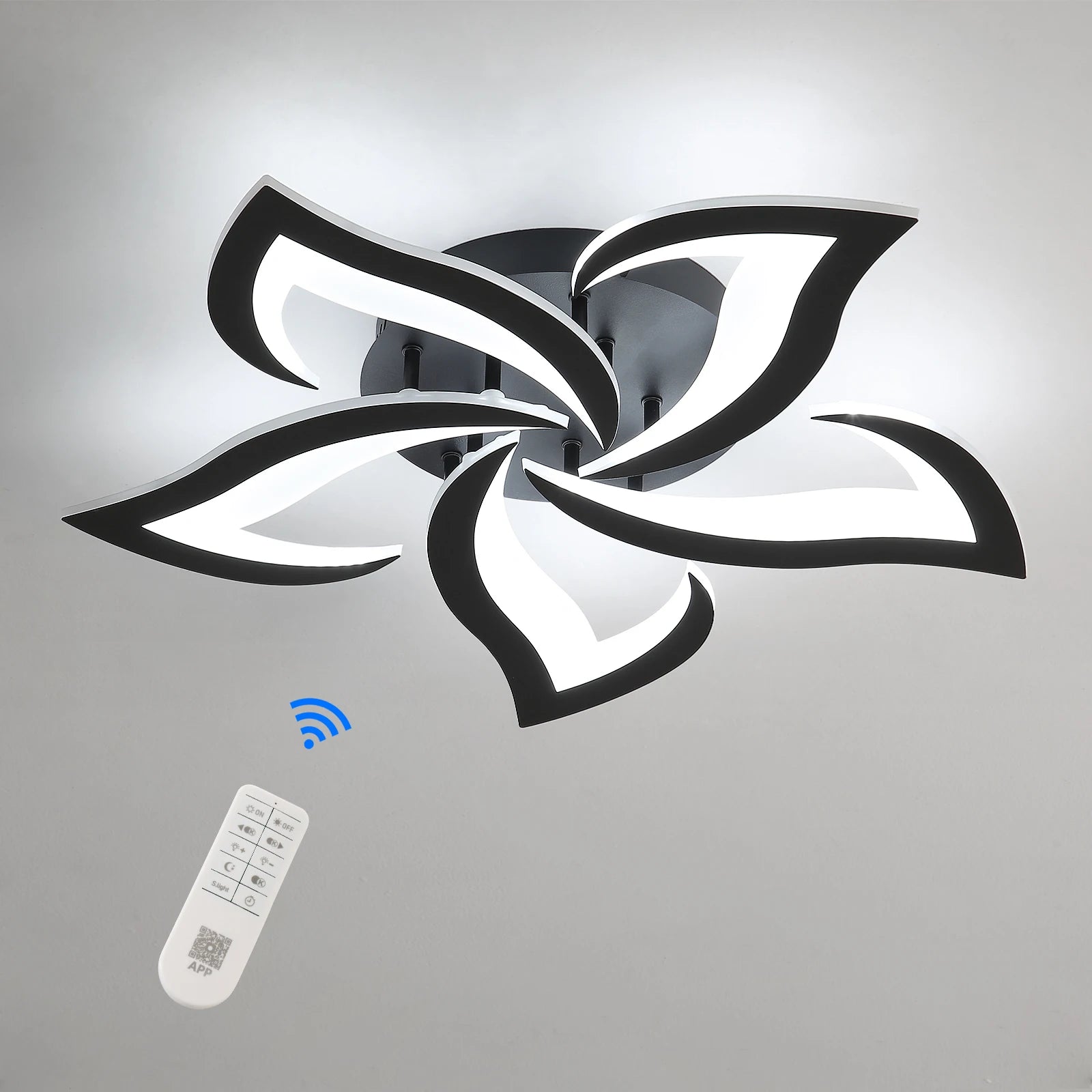 Dimmable LED Ceiling Light,40W 4700LM Modern Acrylic Ceiling Lights with Remote Control,Creative Petals Design For Living Room