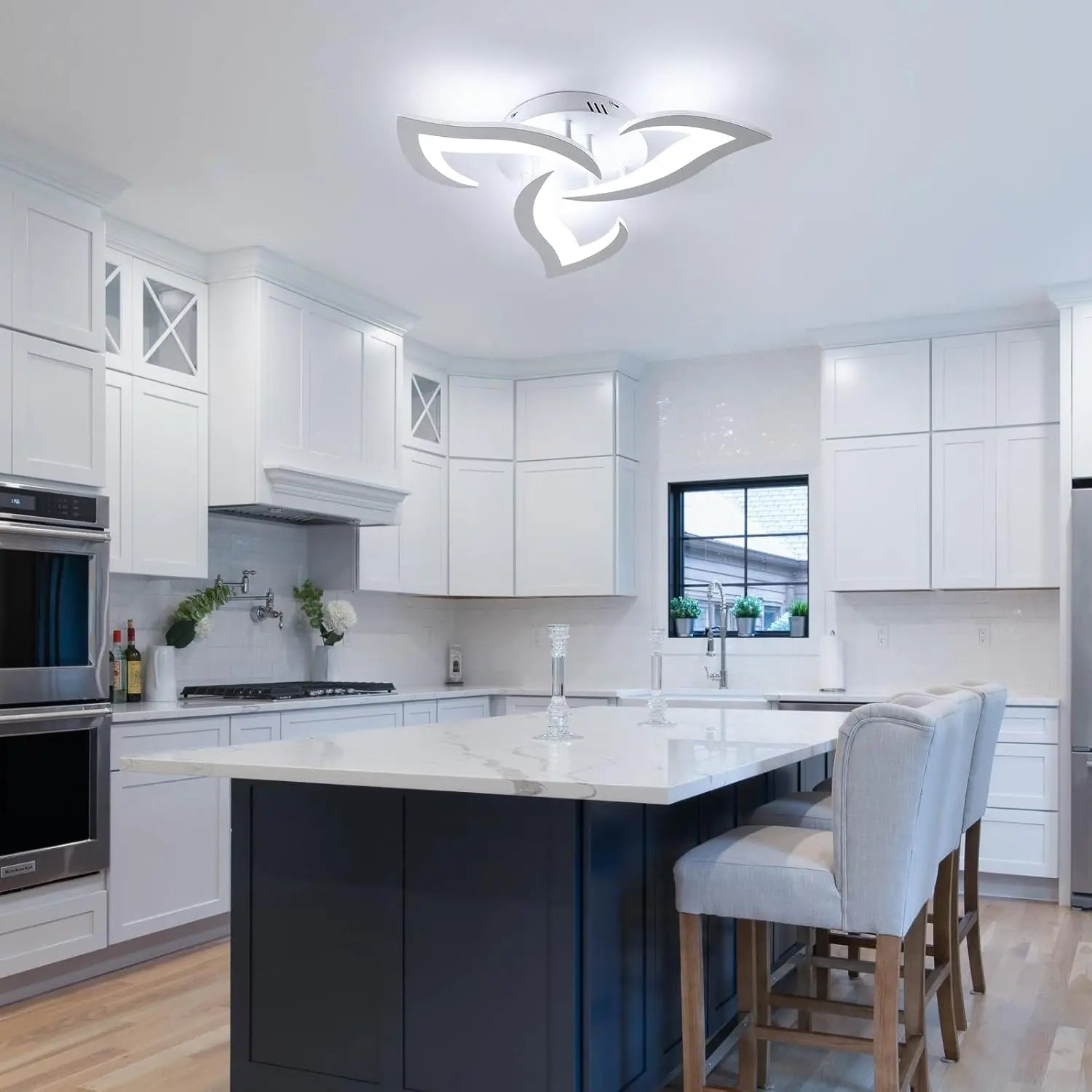 LED Ceiling Light,36W 3240LM Modern Design Ceiling Lighting,3 Head Lights Living Room Ceiling Light Acrylic White Flower Fittings Ceilings for Bedroom, Kitchen,Dining Room