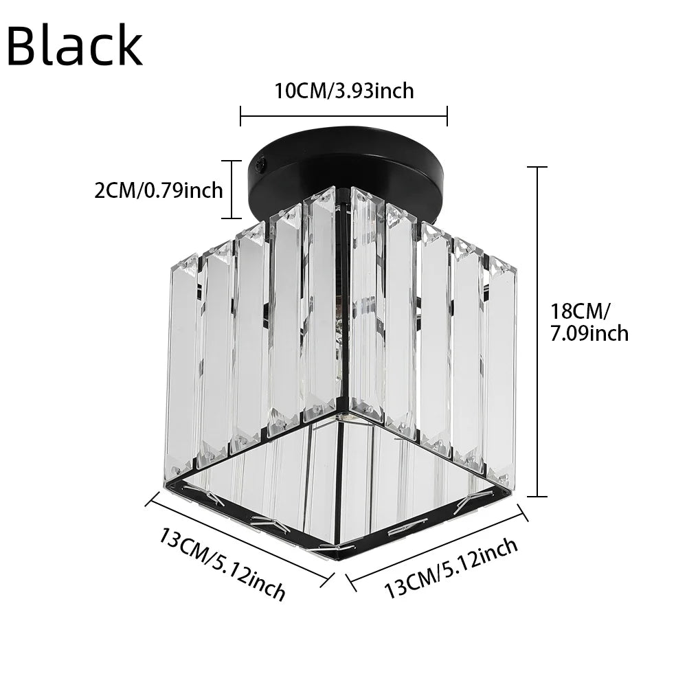 Crystal Ceiling Light,Close-to-Ceiling Lighting Fixture,For Hallway,Kitchen Island,Dining Room,E27 Base(Bulb Not Included)