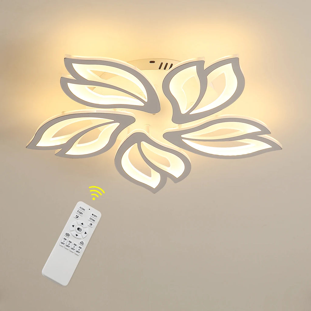 Dimmable LED Ceiling Light,Creative 5 Head Petals Design 45W 4050LM Ceiling Lamp with Remote Control 3000K-6500K