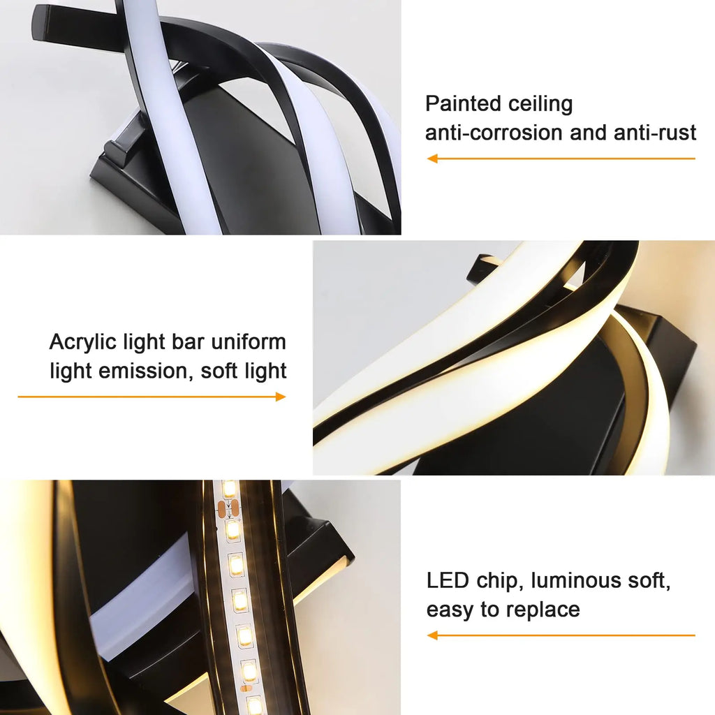 LED Wall Sconce,22W Spiral Twisted Design Wall Light Metal Indoor Lighting Fixture for Bedroom Living Room Corridor,Warm Light 3000K