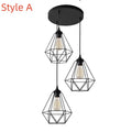 Vintage Pendant Lamps,3-heads Industrial Metal Chandelier E27 Ceiling Lighting in Geometric Cage Style(Bulb Not Included)