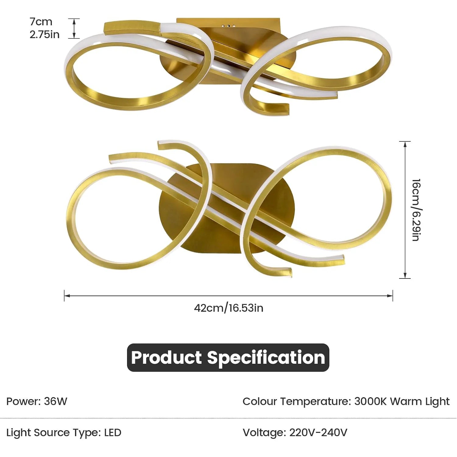 Modern LED Ceiling Lamp,36W 3240LM Ceiling Light,Aluminum LED Ceiling Light for Bedroom,Hallway