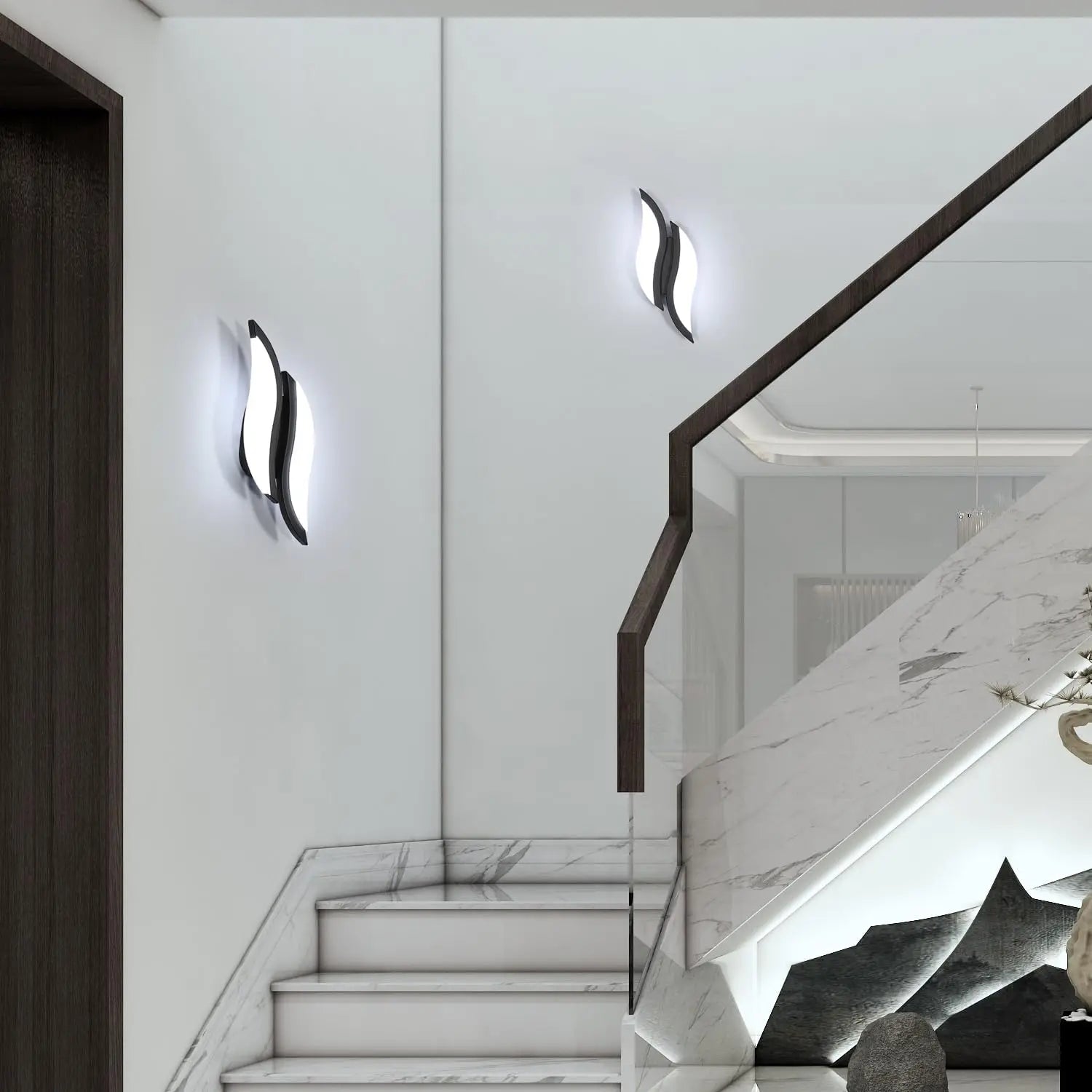 LED  Wall Sconce,12W Acrylic Wall Lamp Leaf-Shaped Design Cool White Light 6500K for Bedroom Living Room Corridor