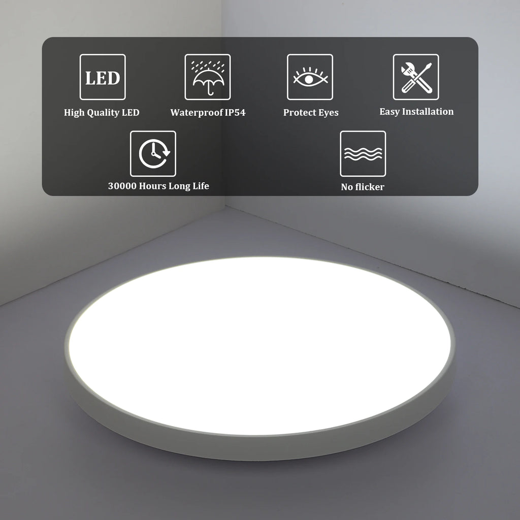 Ultra Thin Round LED Ceiling Light,6500K Cold White Light,Non-Dimmable,Modern Minimalist Ceiling Lamp for Bedroom Kitchen Living Room Home Lighting