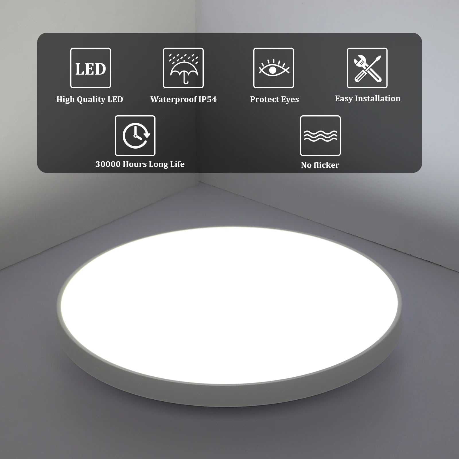 Ultra Thin Round LED Ceiling Light,6500K Cold White Light,Non-Dimmable,Modern Minimalist Ceiling Lamp for Bedroom Kitchen Living Room Home Lighting