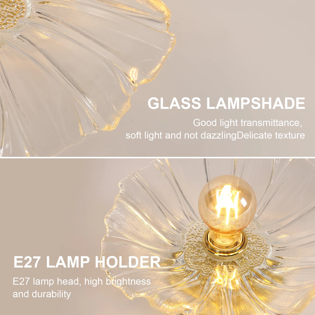 Flush Mount Ceiling Light,Clear Glass Shade Light Fixture,1 Light Lighting Fixture for Bedroom(Bulb Not Included)