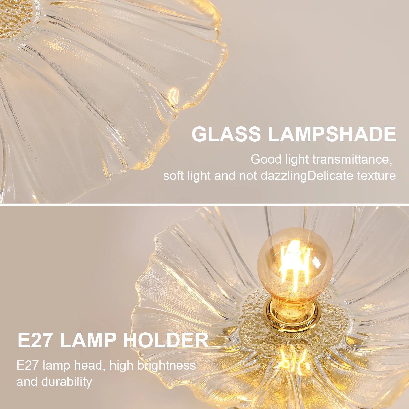 Flush Mount Ceiling Light,Clear Glass Shade Light Fixture,1 Light Lighting Fixture for Bedroom(Bulb Not Included)