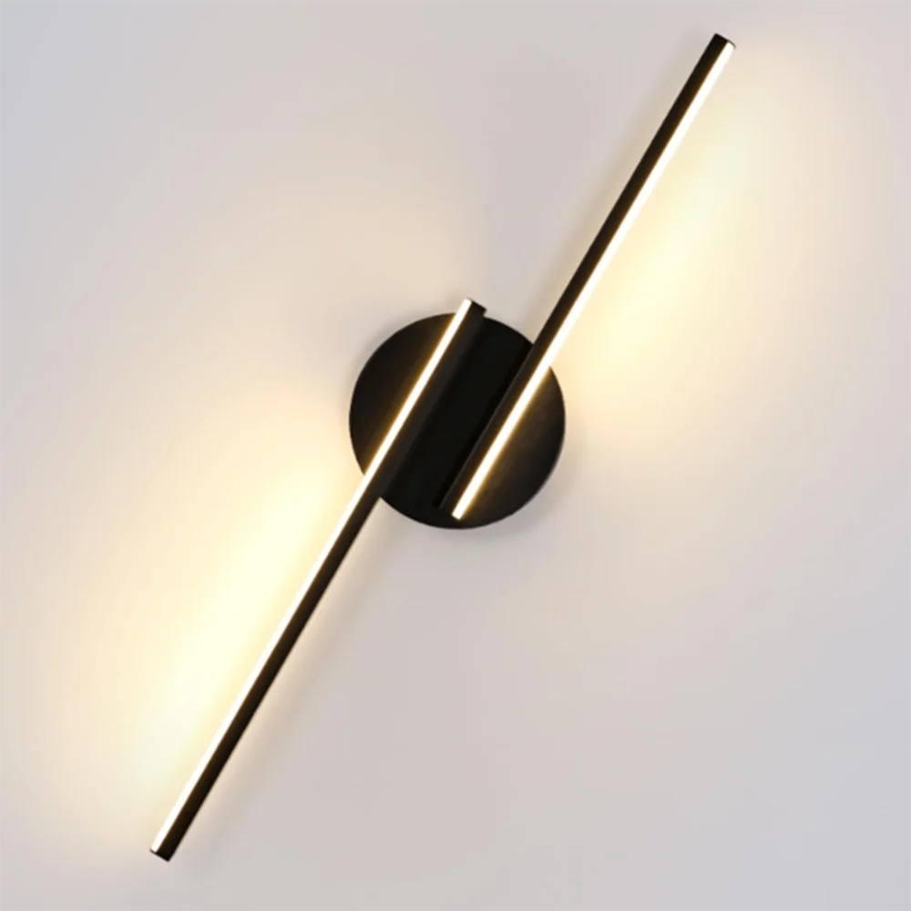 Nordic Minimalist Long Strip LED Wall Light,22W  Warm Light 3000K Black Wall Sconce for Indoor Living Room Bedroom Aisle