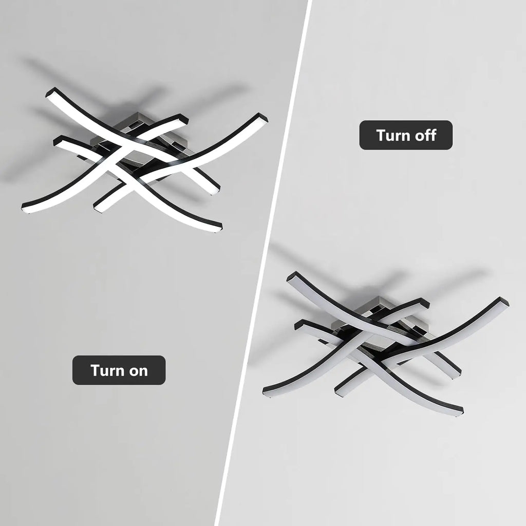 Modern LED Ceiling Light,4 Built-in LED Boards 6500K Cool White Ceiling Lamp,Curved Design Flush Ceiling Light Fixture