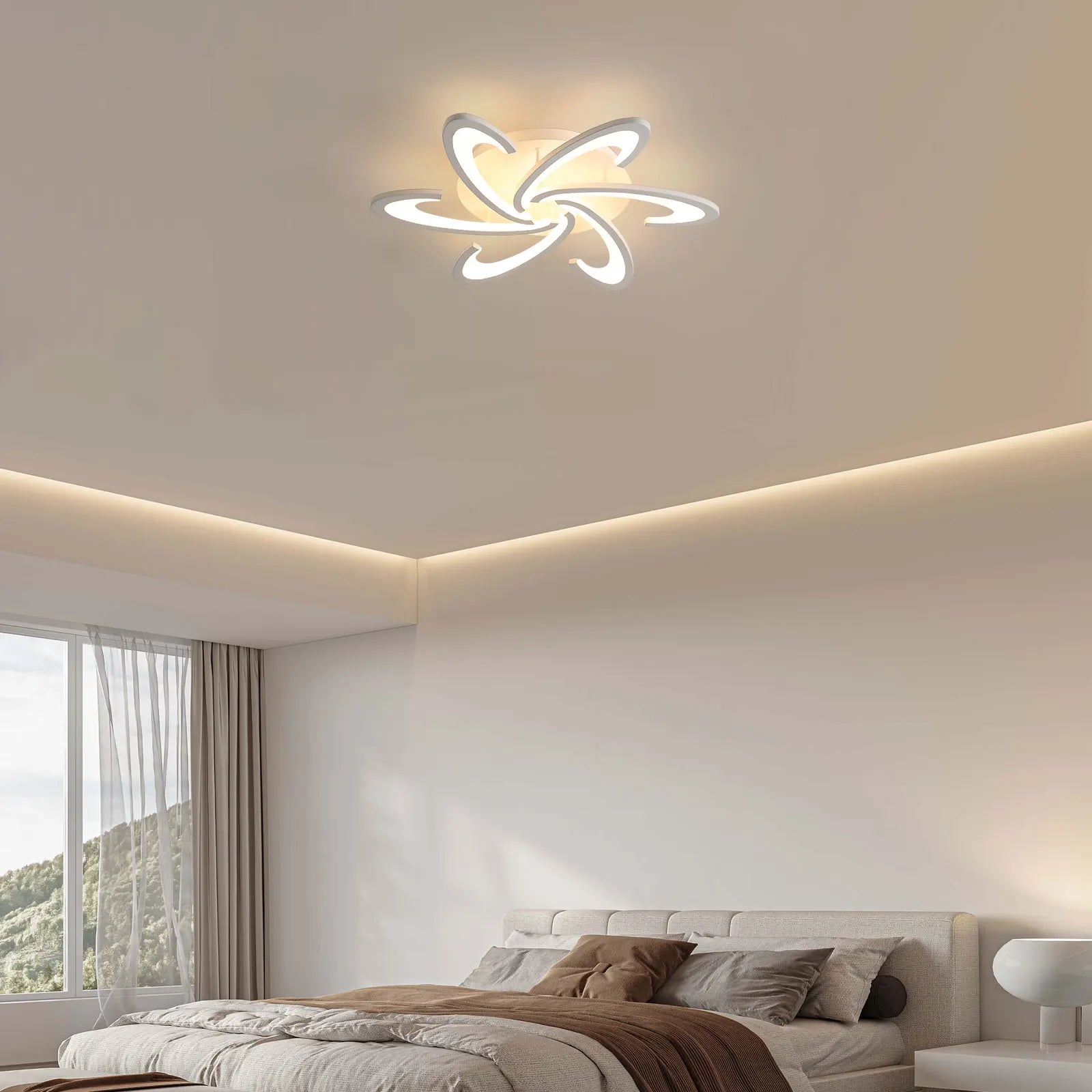 Dimmable LED Ceiling Light,54W Creative Spiral Design Ceiling Lamp 3000K/4500K/6500K Color Temperature With Remote Control For Living Room,Bedroom
