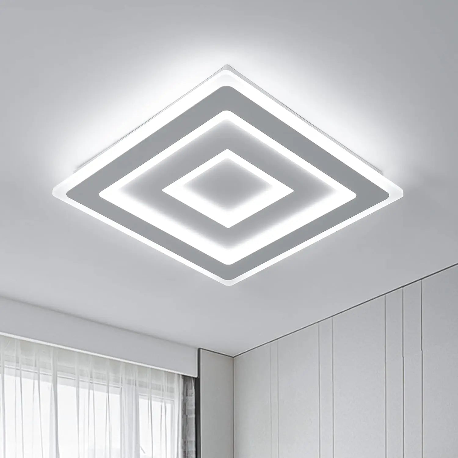 Modern LED Ceiling Light Square White Light Fixed No Dimmable Home Ceiling Lamp for Bedroom Living Room Corridor