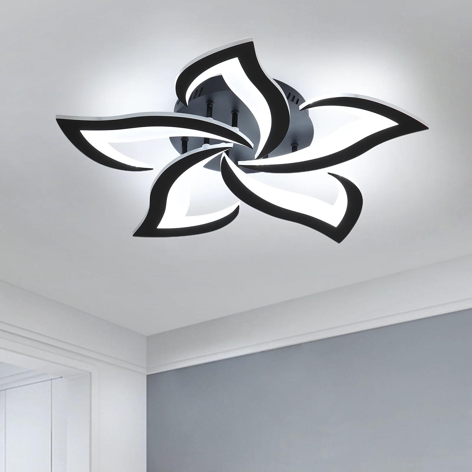 Mordern LED Ceiling Light,60W 6500LM LED Ceiling Lights Cool White 6500K,Creative Petals Design Chandelier for Living Room