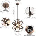 Vintage Metal Globe Chandelier,Industrial E27 Retro Pendant Light,Hanging Lamp for Dining Room,Bar(Bulb not included)
