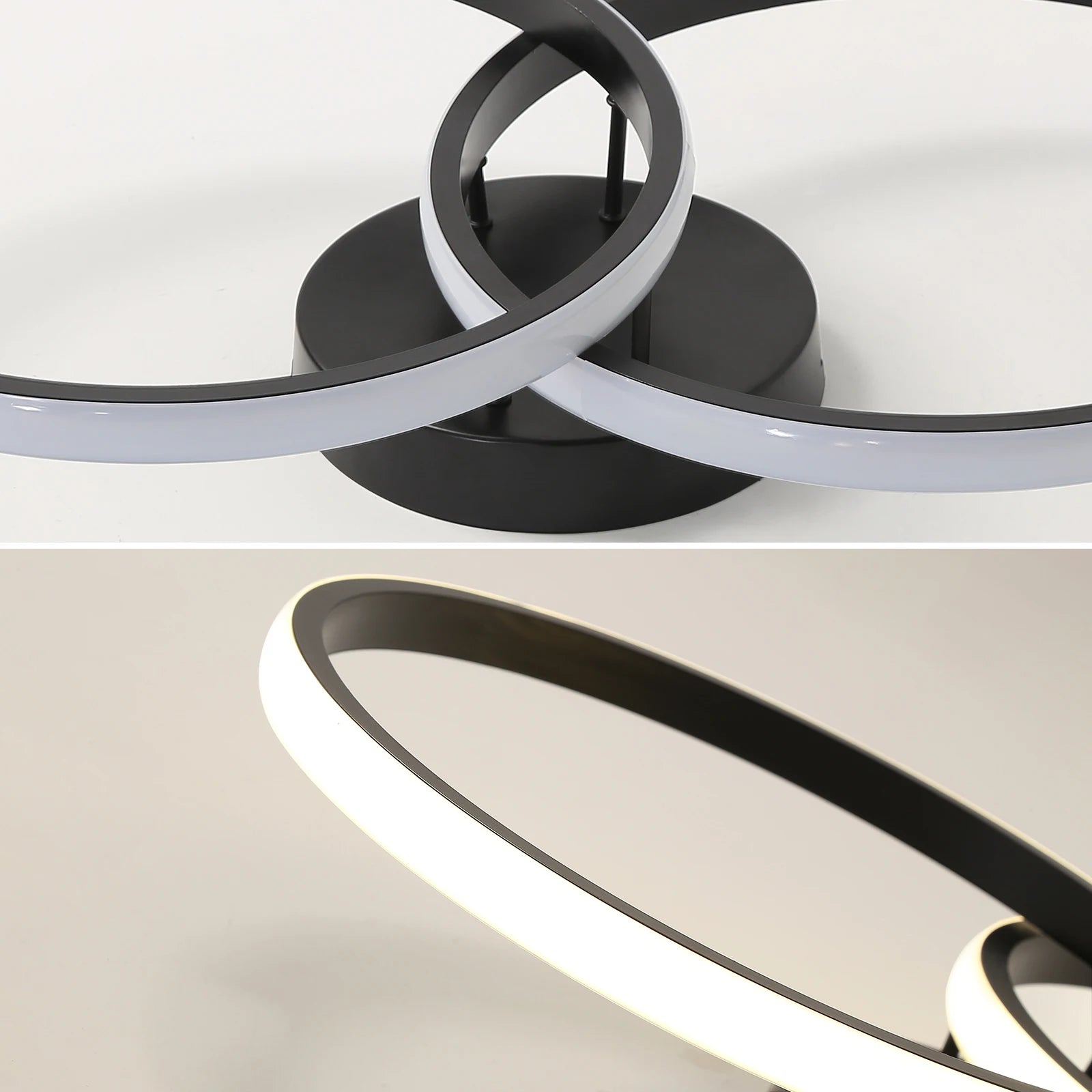 LED 2 Rings Ceiling Lights,42W 4725LM Round Acrylic Ceiling Lamp For Living Room,Bedroom,Natural Light 4000K