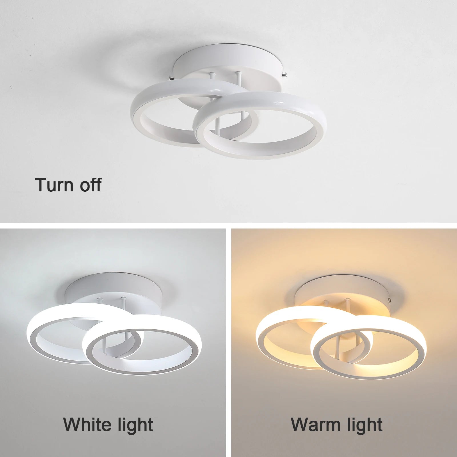 LED Ceiling Light, 2 Rings 22W Chandelier Modern Creative Design Ceiling Lamp for Corridor, Office, Bedroom