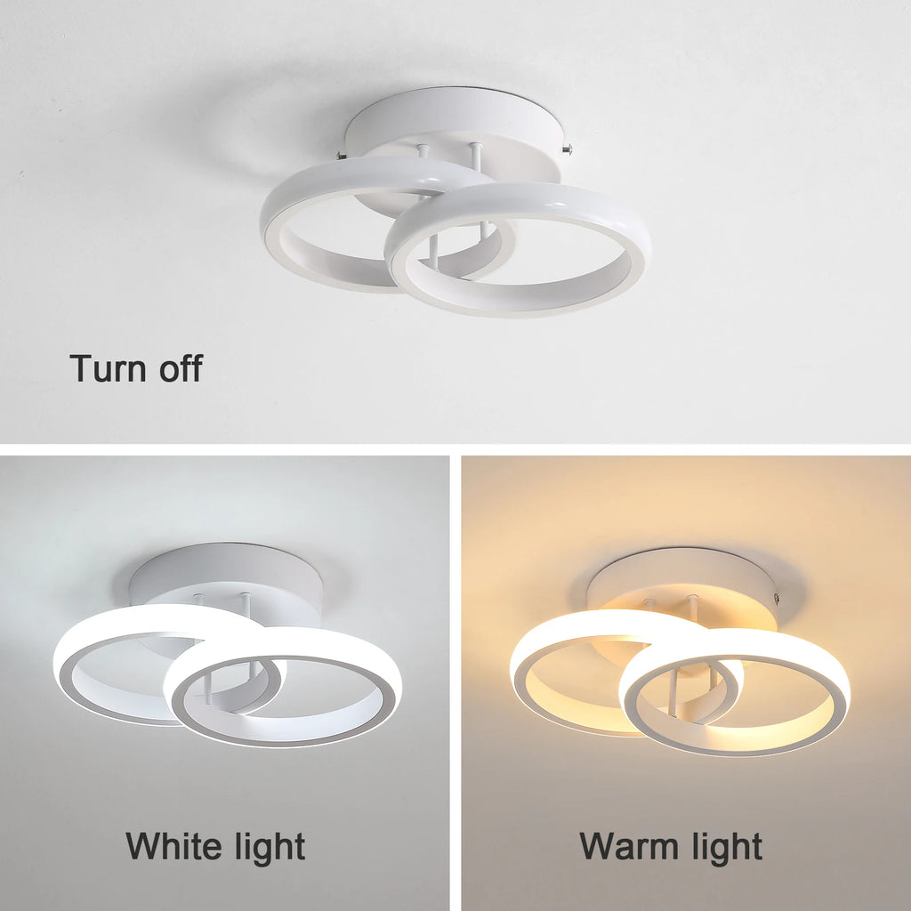 LED Ceiling Light, 2 Rings 22W Chandelier Modern Creative Design Ceiling Lamp for Corridor, Office, Bedroom