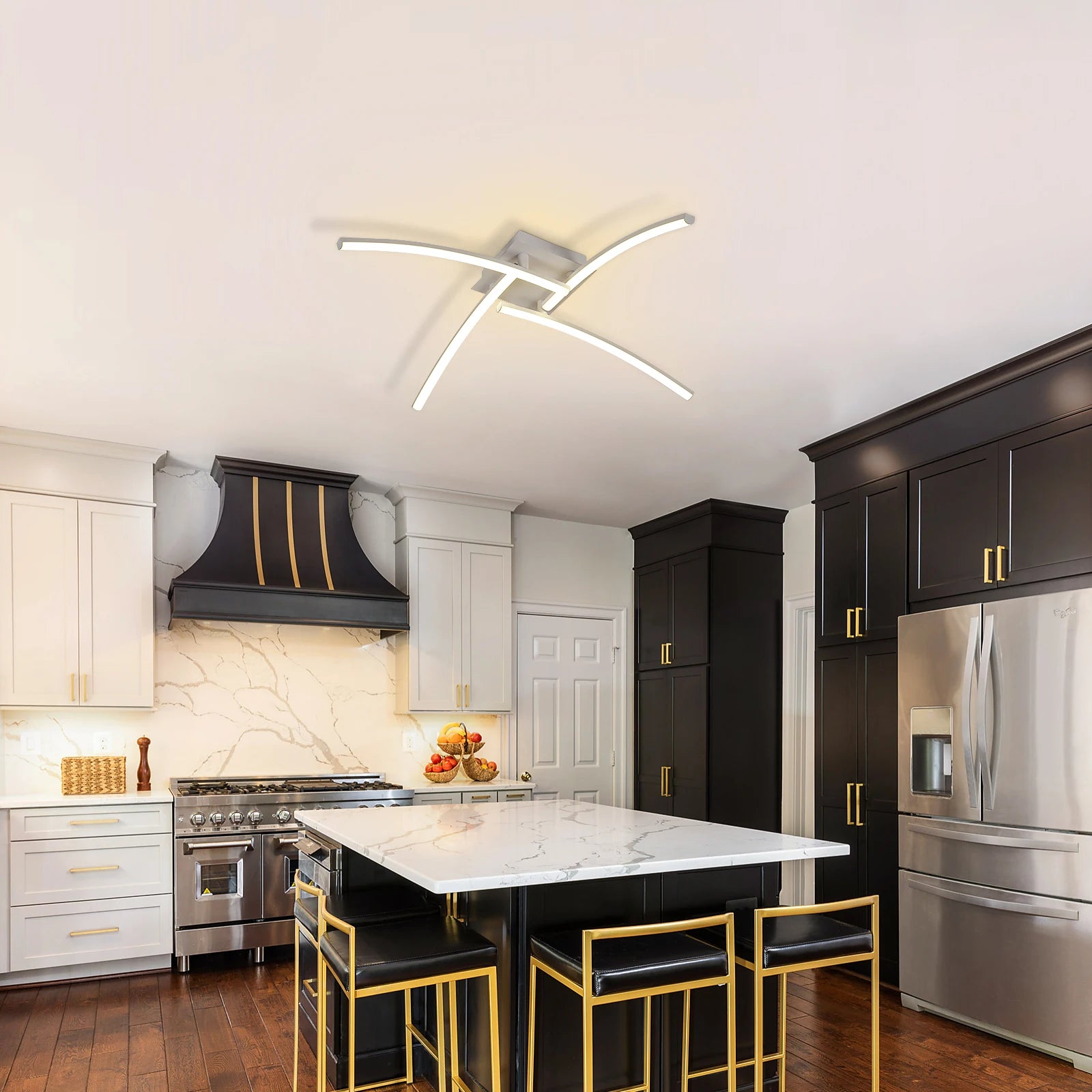 LED Ceiling Lights,Modern Curved Ceiling Lights,4 Built-in LED,24W Elegant Ceiling Fixture for Bedrooms,Neutral Light 4000K