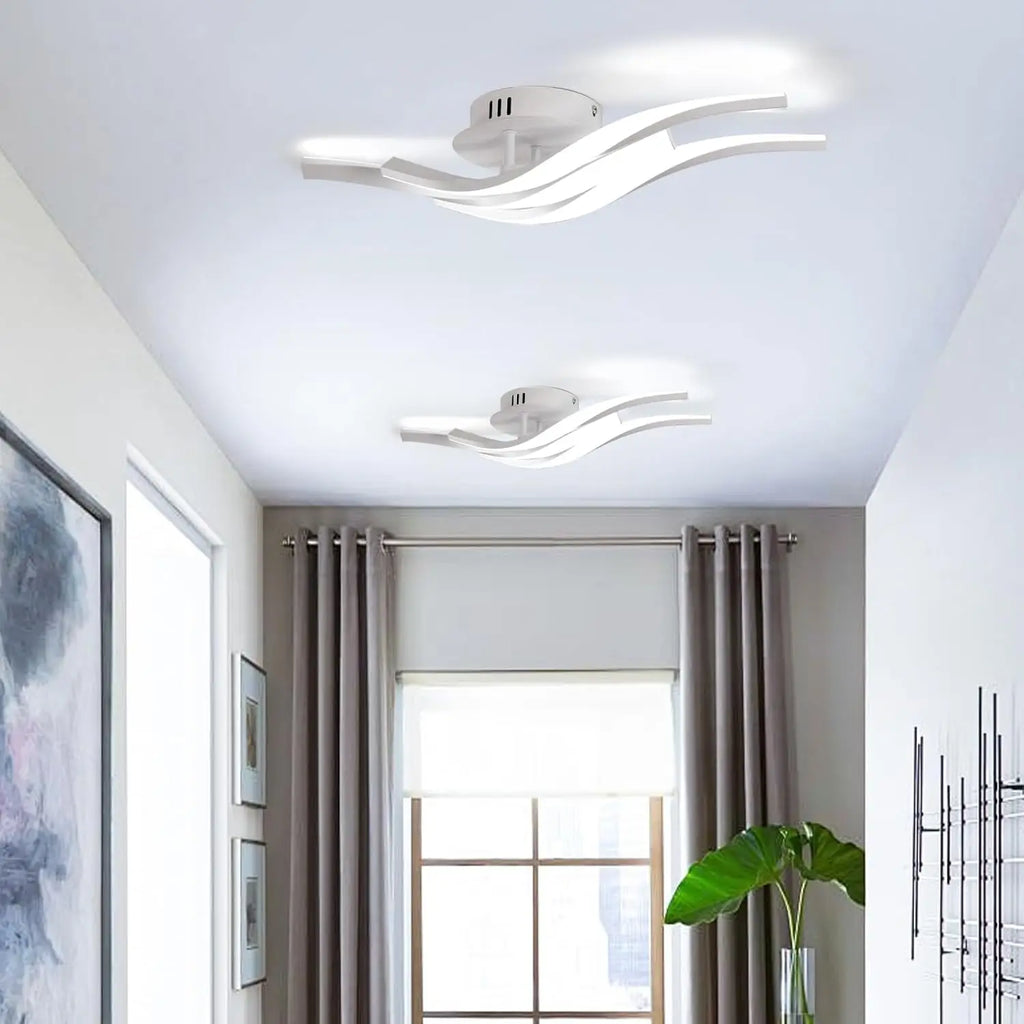 LED Ceiling Light,24W 2700LM 3-Curved Ceiling Lamp,Modern LED Lights Fixtures for Living Room Kitchen Bedroom Corridor,Cold White Light 6500K, Long 52cm