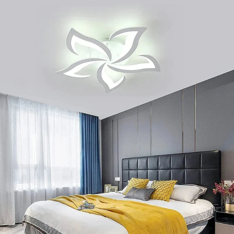 Mordern LED Ceiling Light,5 Heads of Petals 60W 6500LM LED Ceiling Lights,Cool White 6500K Chandelier for Living Room,Bedroom