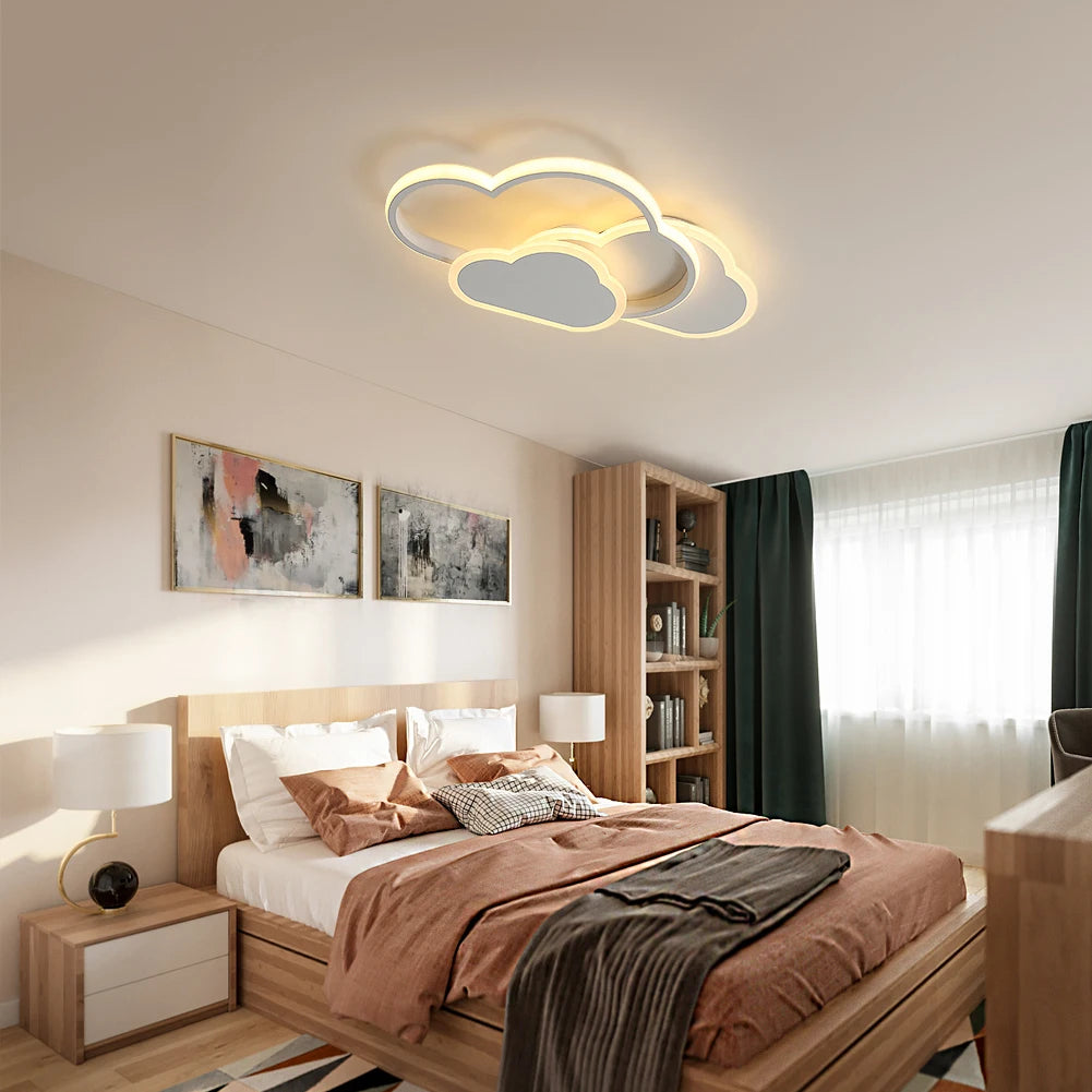 Cloud LED Ceiling Light,32W Dimmable LED Ceiling Lamp With Remote Control 3000K/4500K/6500K For Children's Room
