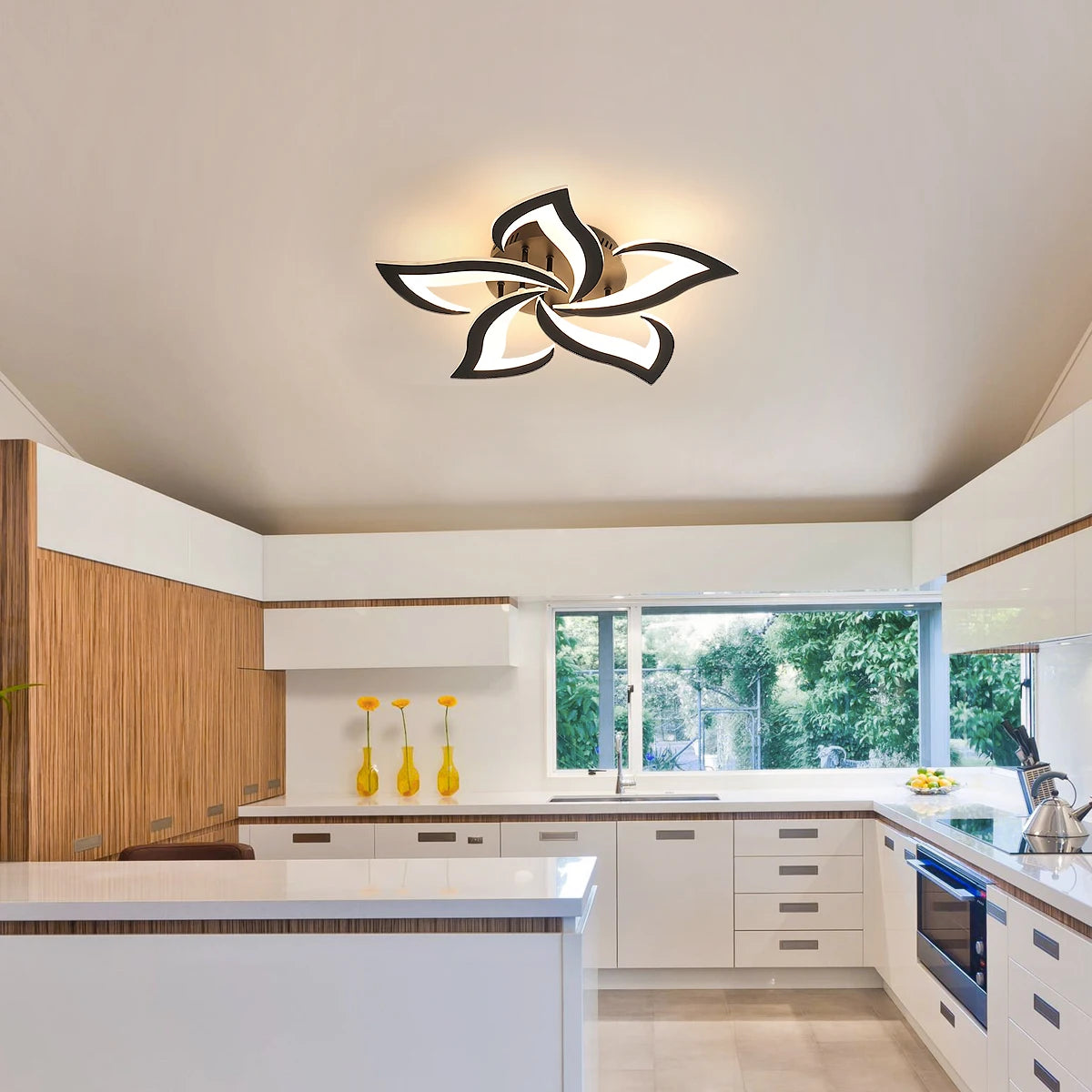 Dimmable LED Ceiling Light,40W 4700LM Modern Acrylic Ceiling Lights with Remote Control,Creative Petals Design For Living Room