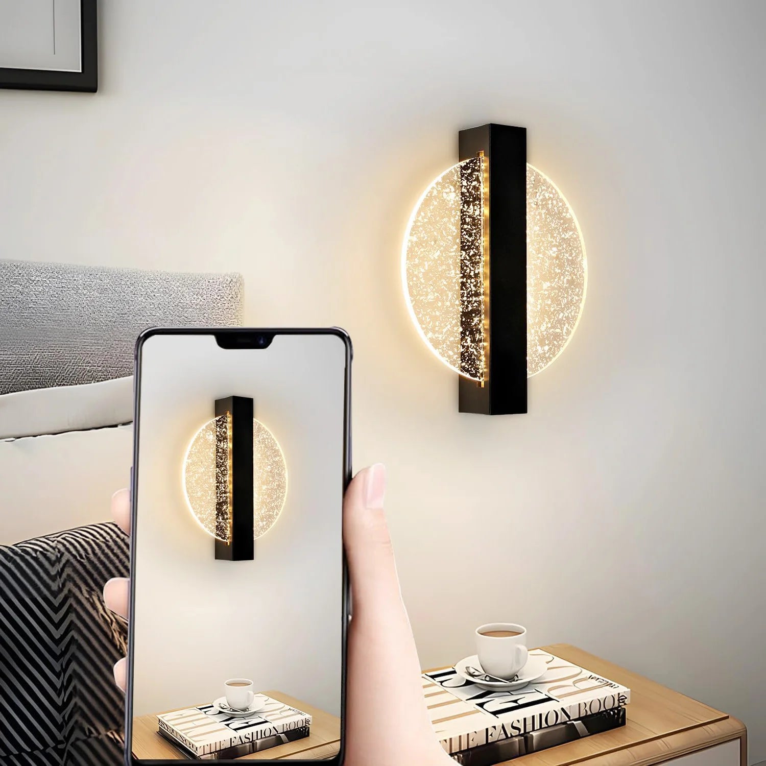 Indoor LED Wall Light,12W 1500LM Round LED Wall Lamp,Indoor Modern Wall Lighting for Living Room, Bedroom,Staircase,Hallway,Warm Light 3000K