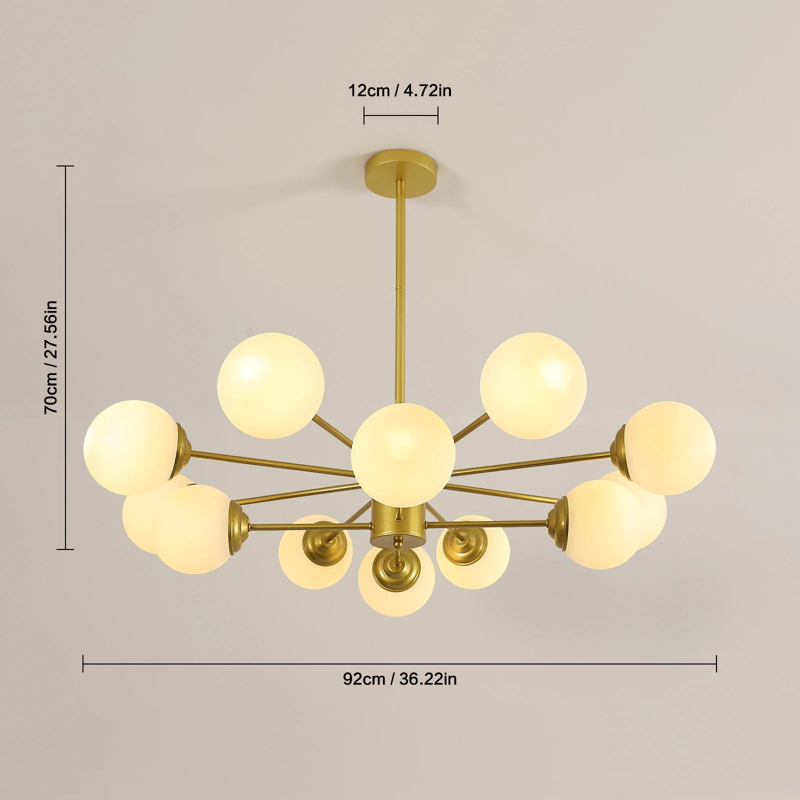 Modern Sputnik Chandelier Light Fixture, 8+4 Heads Globe Flush Mount Ceiling Light Milk Glass Ball Chandelier For Kitchen Island Lighting Fixture (Bulb Not Included)