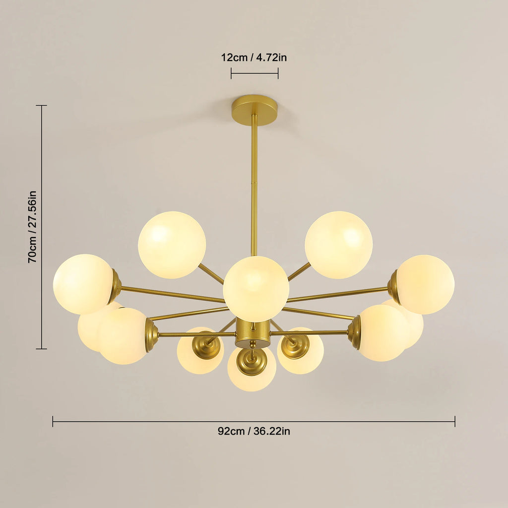 Modern Sputnik Chandelier Light Fixture, 8+4 Heads Globe Flush Mount Ceiling Light Milk Glass Ball Chandelier For Kitchen Island Lighting Fixture (Bulb Not Included)