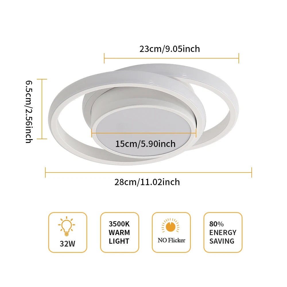 Modern LED Ceiling Lights,LED Ceiling Lamps 36W 3240LM,Warm White 3000K Round Ceiling Lighting for Bedroom Hallway Balcony