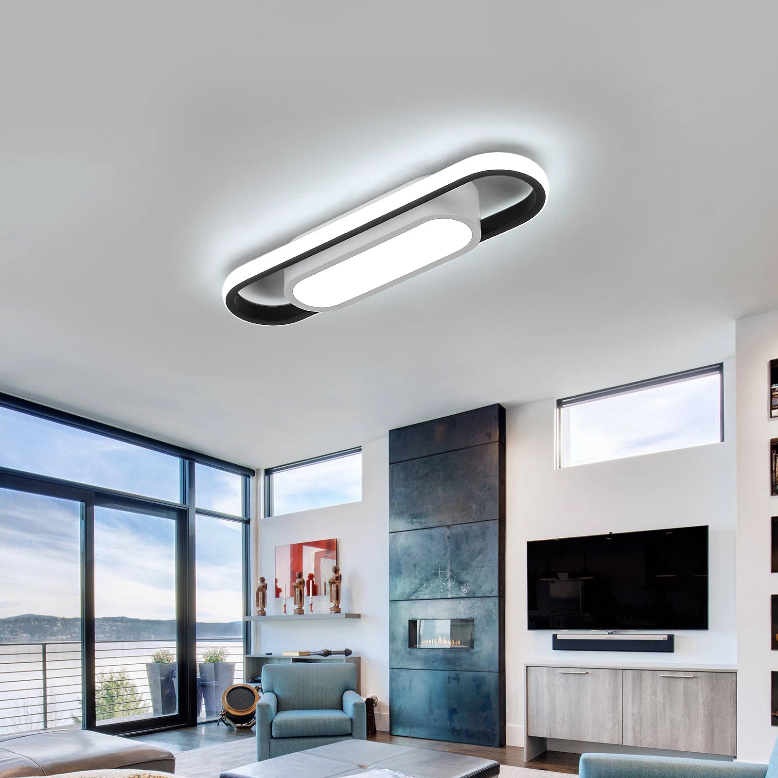 Modern LED Ceiling Light,33W 3712LM Rectangular Flush Mount LED Ceiling Light Cold White 6500K For Bedroom Hallway Balcony