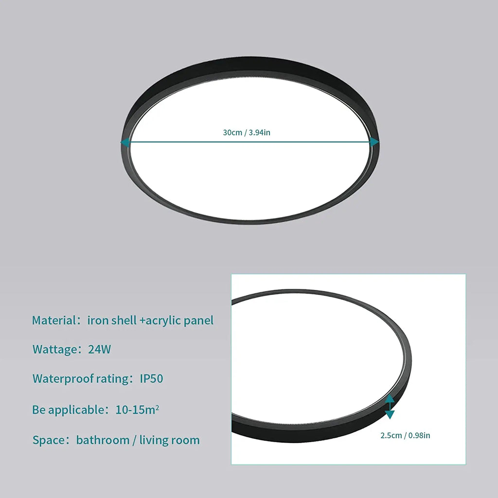LED Flush Mount Ceiling Light,24W 2050LM Round Ceiling Lights,Ultra-Thin Ceiling Lamp for Bedroom,White Light 6500K