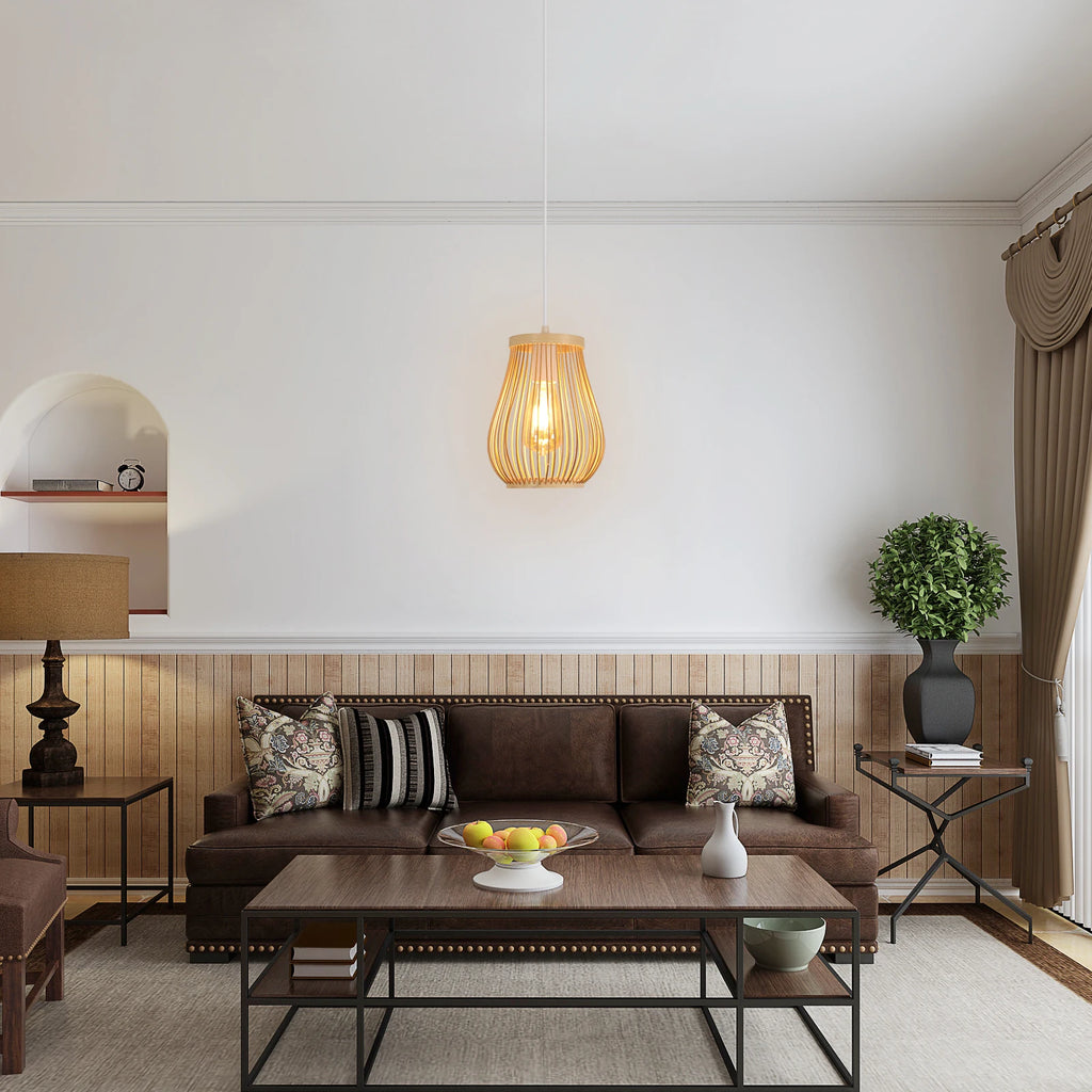 Weaving Pendant Light,Hand-Woven Ceiling Hanging Lamps,Simple Retro Suspension Lamp,E27 Base Chandelier For Bar Cafe Living Room,Kitchen Island（Bulb not included）