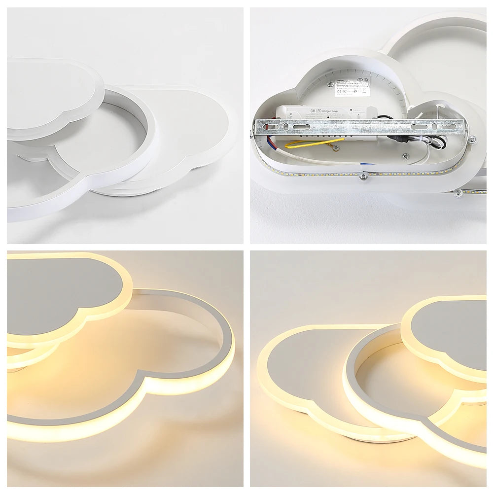 Cloud LED Ceiling Light,32W Dimmable LED Ceiling Lamp With Remote Control 3000K/4500K/6500K For Children's Room