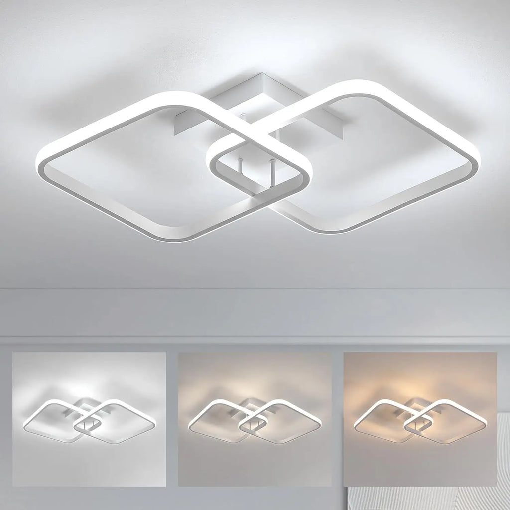 Modern Dimmable Minimalist LED Ceiling Light,Square Modern Flush Mount Fixture with Adjustable Light,Three Colour Dimming 3000K-6500K for Bedroom,Living Room