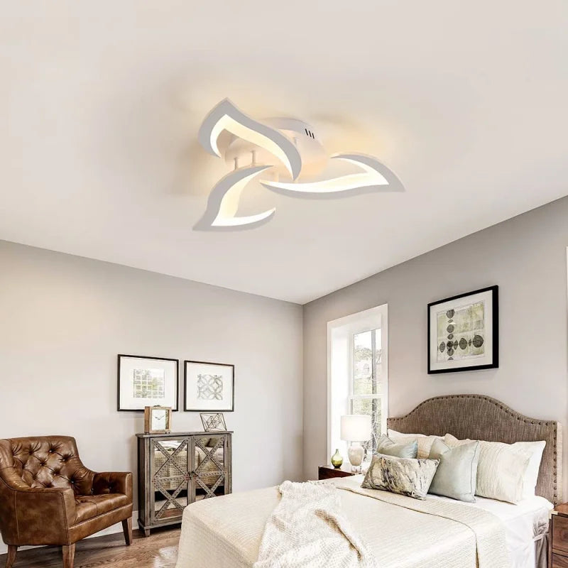 LED Ceiling Light,36W 3240LM Modern Design Ceiling Lighting,3 Head Lights Living Room Ceiling Light Acrylic White Flower Fittings Ceilings for Bedroom, Kitchen,Dining Room