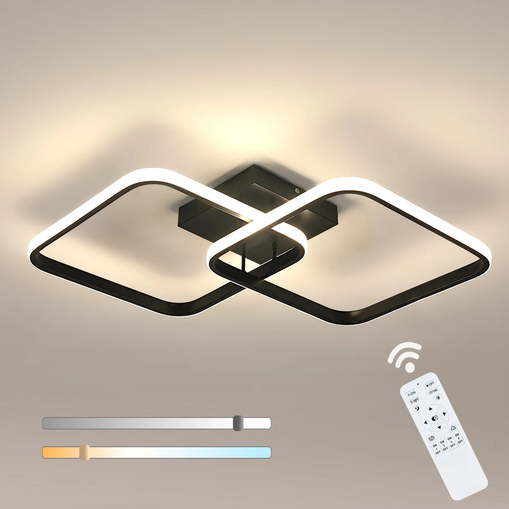 LED Ceiling Light Dimmable,50W 4500LM LED Chandelier Ceiling with Remote Control 3000K-6500K,Square Ceiling Light Modern Bedroom for Kitchen Living Room Hallway