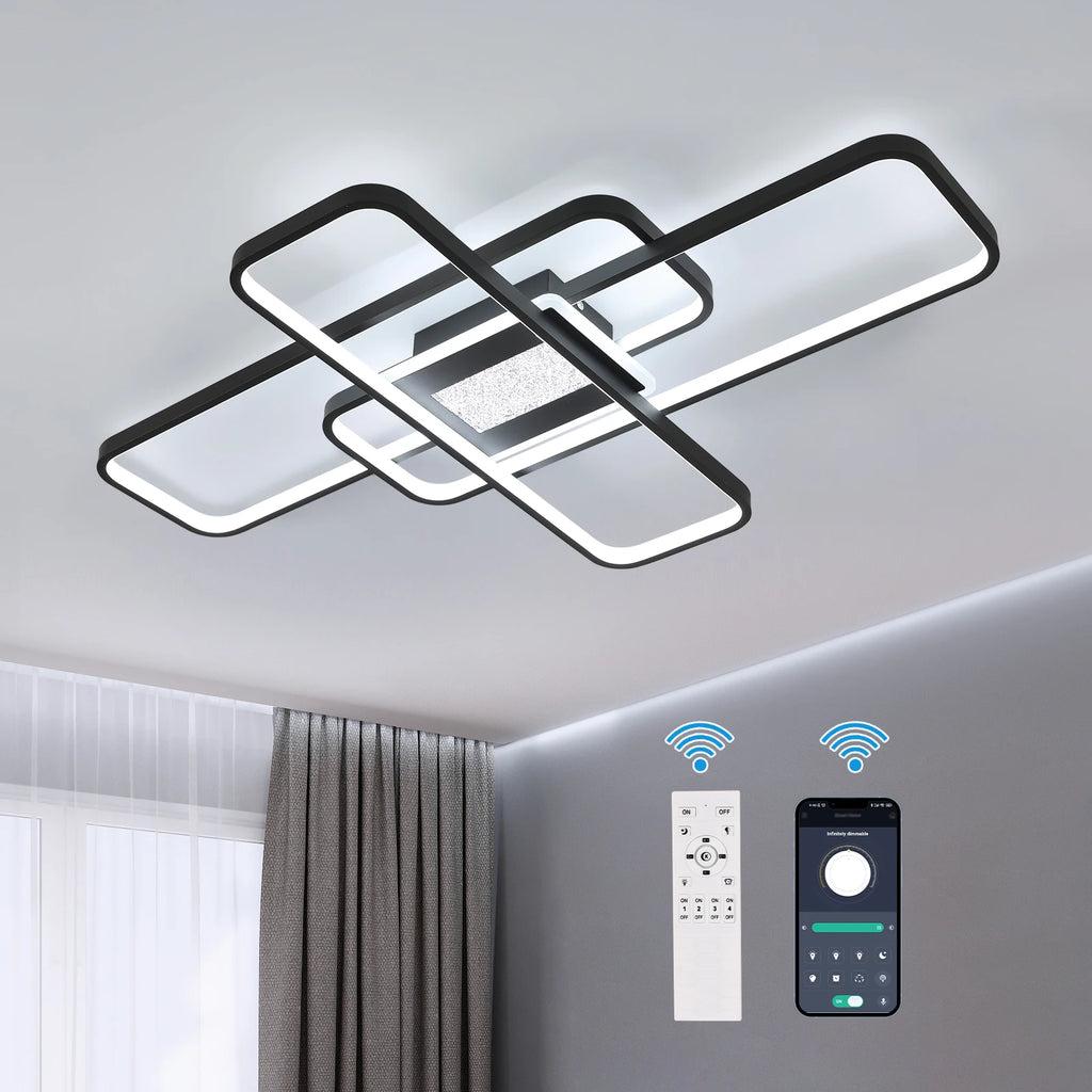 Dimmable LED Ceiling Lights,56W Square Light Fittings Ceilings with Remote Control/APP Control 3000K/4500K/6500K For Dining Room