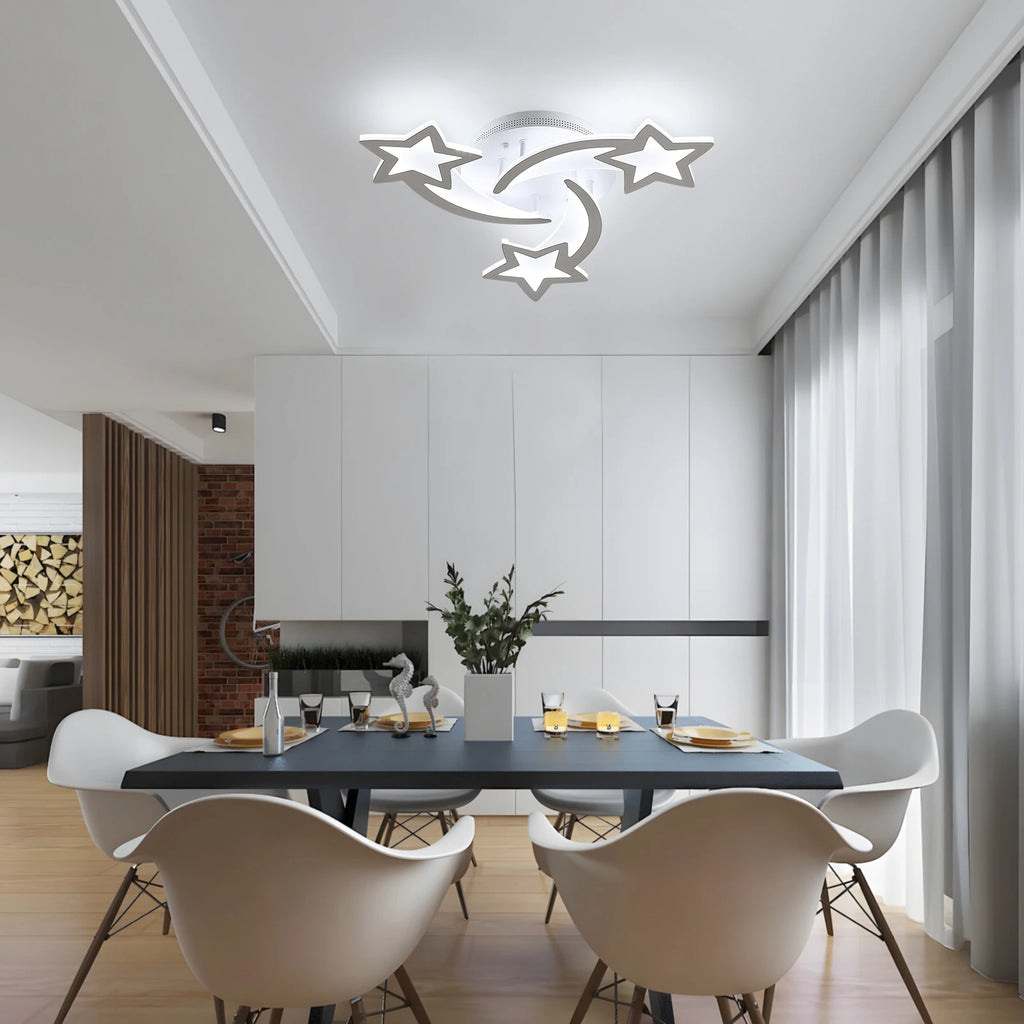Modern LED Ceiling Lamp,3 Heads 40W White Acrylic Ceiling Light for Living Room,Bedroom,Diameter 53 cm,White Light 6500K