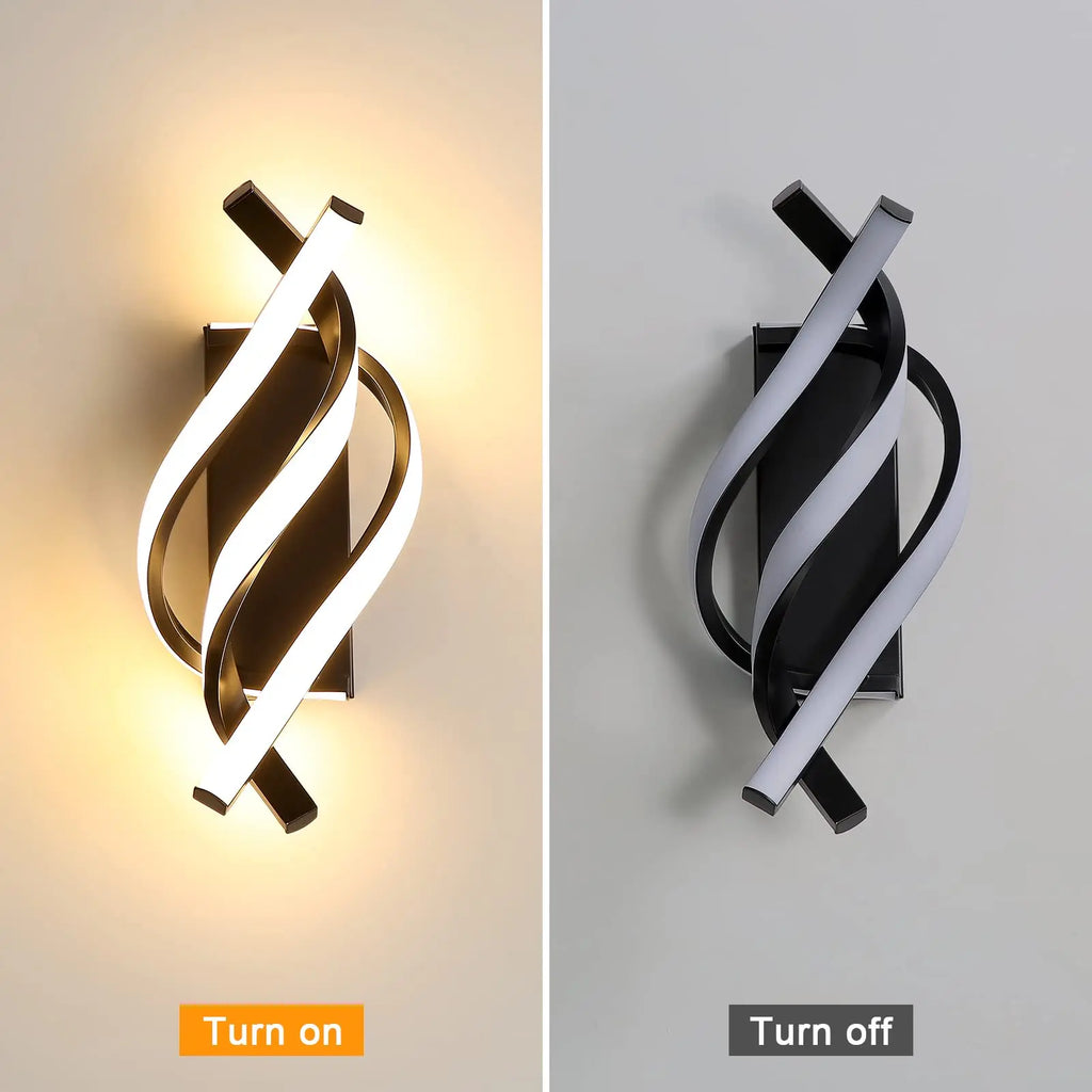 LED Wall Sconce,22W Spiral Twisted Design Wall Light Metal Indoor Lighting Fixture for Bedroom Living Room Corridor,Warm Light 3000K