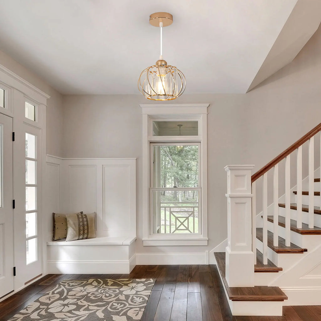 Crystal Pendent Light Fixture,Modern Mini Semi Flush Mount Chandeliers for Dinning Room,Hallway（Bulb not included)